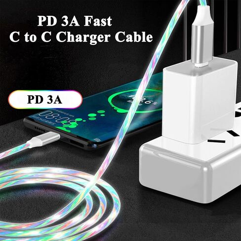 USB C to USB C Cable 3A Light Up C to C Cable LED USB C to Type C Fast Charging Cord for Samsung Galaxy S23 S22 S21 S20 Ultra, i-Phone 15 Pro Max Plus, iPad Mini Pro Air(3.3FT,Blue) in Saudi Arabia