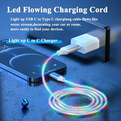 USB C to USB C Cable 3A Light Up C to C Cable LED USB C to Type C Fast Charging Cord for Samsung Galaxy S23 S22 S21 S20 Ultra, i-Phone 15 Pro Max Plus, iPad Mini Pro Air(3.3FT,Blue) in Saudi Arabia