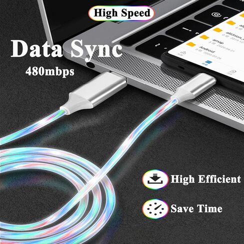 USB C to USB C Cable 3A Light Up C to C Cable LED USB C to Type C Fast Charging Cord for Samsung Galaxy S23 S22 S21 S20 Ultra, i-Phone 15 Pro Max Plus, iPad Mini Pro Air(3.3FT,Blue) in Saudi Arabia
