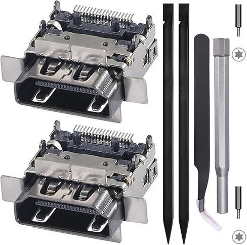 2 حزمة استبدال منفذ HDMI لسلسلة Xbox S عرض مقبس جاك موصل استبدال لوحدة التحكم XSS، جودة OEM الأصلية مع أدوات M1097399 in Kuwait