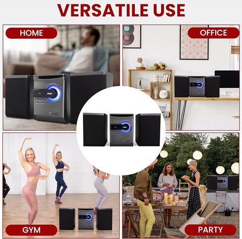 نظام رف ستيريو منزلي من بايل - تدفق BT لاسلكي بقدرة 60 وات مع مشغل أقراص مضغوطة وراديو FM وتشغيل بطاقة USB وSD، صوت نقي للموسيقى في اتجاهين، جهاز تحكم عن بعد، مكبرات صوت ستيريو مزدوجة (أسود) in Kuwait