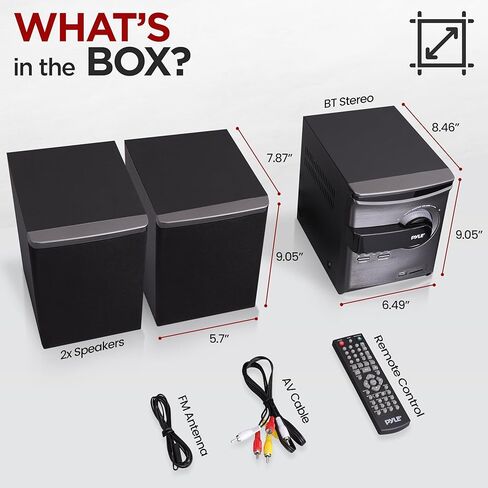 نظام رف ستيريو منزلي من بايل - تدفق BT لاسلكي بقدرة 60 وات مع مشغل أقراص مضغوطة وراديو FM وتشغيل بطاقة USB وSD، صوت نقي للموسيقى في اتجاهين، جهاز تحكم عن بعد، مكبرات صوت ستيريو مزدوجة (أسود) in Kuwait