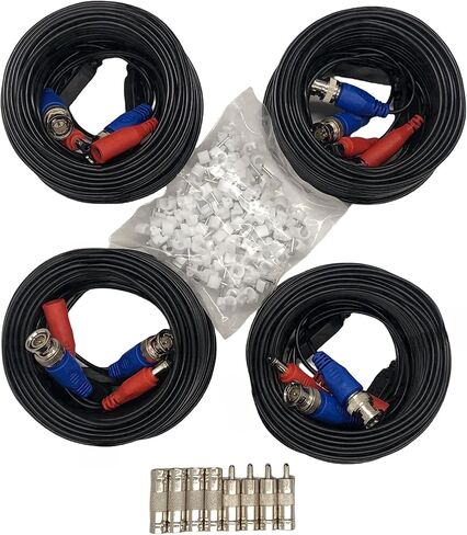 1PCS 100ft/30m Integrated BNC Video Power Cable Extension. Ideal for Security Cameras, CCTV, Surveillance, and DVR System installations Free 2×BNC connectors in Kuwait