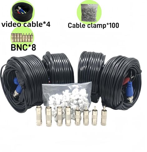 1PCS 100ft/30m Integrated BNC Video Power Cable Extension. Ideal for Security Cameras, CCTV, Surveillance, and DVR System installations Free 2×BNC connectors in Kuwait