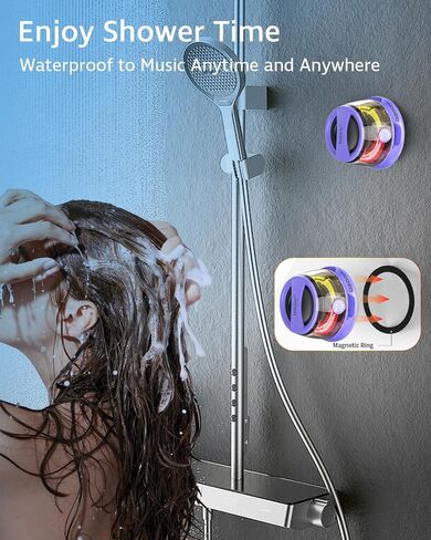 Wireless Portable Bluetooth Speaker with RGB Light, Stereo Sound Shower Speaker Bluetooth 5.4 Version, Magnetic Mobile Phone Holder -G200Pro-Black in Saudi Arabia
