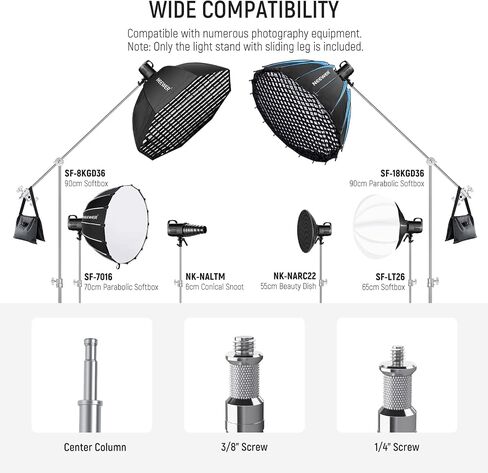 NEEWER Stainless Steel Heavy Duty C Stand with Swivel Casters, 43"-73"/110-186cm Photography Light Stand with 33"/83cm Boom Arm, 2 Grip Heads for Studio Monolight, Softbox, Reflector, SC186W in Saudi Arabia