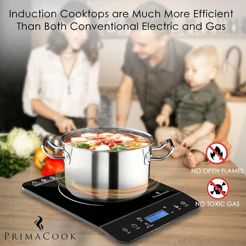 Cooktop التعريفي المحمول - تحريض الموقد الفردي لوحة ساخنة - تسخين آمن وسريع للطبخ الذواقة - تصميم أنيق مع أدوات التحكم في اللمس - إعداد الطعام المنزلي الموفرة للطاقة (أسود) in Kuwait