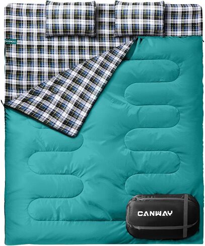 CANWAY Double Sleeping Bag Flannel for Adults Cold Weather Queen Size Two Person Sleeping Bags for Camping with 2 Pillows in Saudi Arabia
