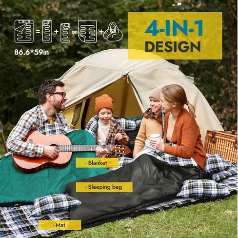 CANWAY Double Sleeping Bag Flannel for Adults Cold Weather Queen Size Two Person Sleeping Bags for Camping with 2 Pillows in Saudi Arabia