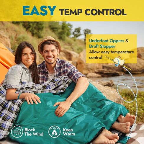 CANWAY Double Sleeping Bag Flannel for Adults Cold Weather Queen Size Two Person Sleeping Bags for Camping with 2 Pillows in Saudi Arabia