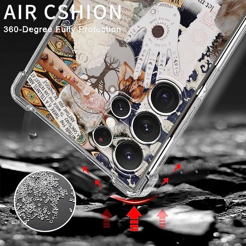 حالة Galaxy S24 Ultra مع Desgin البيج الجمالي ، ونقلت الهبي الروحية ، واضحة ، واضحة TPU الحماية ، 6.8 "(Beige ، S24U) in Kuwait