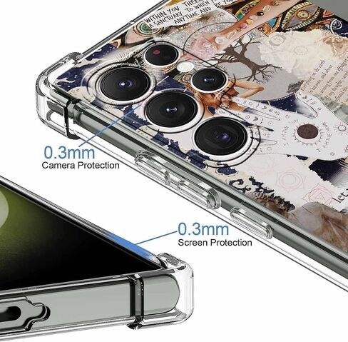 حالة Galaxy S24 Ultra مع Desgin البيج الجمالي ، ونقلت الهبي الروحية ، واضحة ، واضحة TPU الحماية ، 6.8 "(Beige ، S24U) in Kuwait