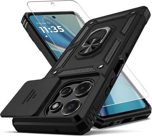 لحالة Moto G Power 5G 2025 ، مع حامي شاشة HD Cover Cover ، [Grady Grady] Car Mount Kickstand Scrackproof Procreative for Motorola G Power 5G 2025 ، Black in Kuwait