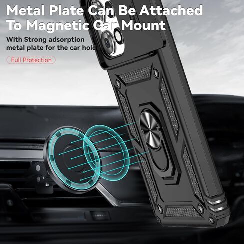 لحالة Moto G Power 5G 2025 ، مع حامي شاشة HD Cover Cover ، [Grady Grady] Car Mount Kickstand Scrackproof Procreative for Motorola G Power 5G 2025 ، Black in Kuwait