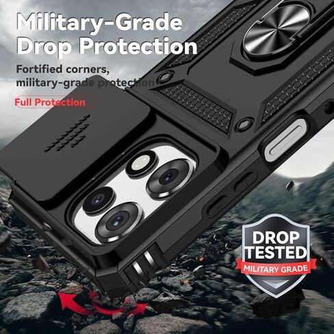 لحالة Moto G Power 5G 2025 ، مع حامي شاشة HD Cover Cover ، [Grady Grady] Car Mount Kickstand Scrackproof Procreative for Motorola G Power 5G 2025 ، Black in Kuwait