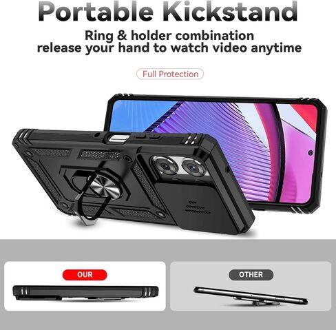 لحالة Moto G Power 5G 2025 ، مع حامي شاشة HD Cover Cover ، [Grady Grady] Car Mount Kickstand Scrackproof Procreative for Motorola G Power 5G 2025 ، Black in Kuwait