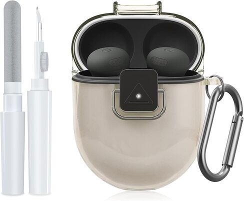 for Google Pixel Buds Pro 2 Case Cover with Lock Clip & Cleaner Kit, Clear TPU Case for Pixel Buds Pro 2 (2024), Shockproof Protective Case Skin wtih Keychain for Pixel Bud Pro Case (Clear Purple) in Saudi Arabia