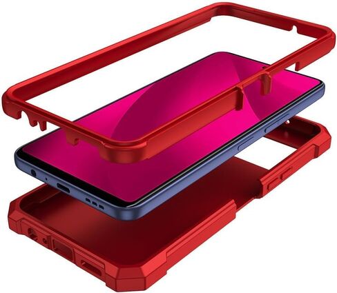 for Boost Summit 5G Case with Screen Protector,Summit 5G Phone Case with Magnetic Ring Kickstand,Dual Layer Military Grade Protection Heavy Duty Shockproof Cover for Summit 5G (Red Full, Summit 5G) in Saudi Arabia