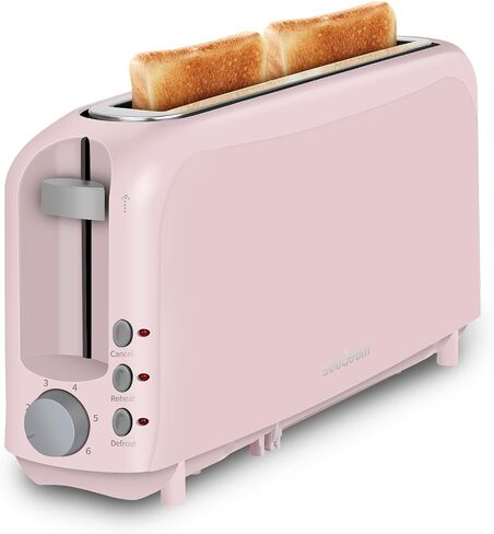 SEEDEEM 2-Slice Slim Toaster, 6 Shade Settings with Cancel, Reheat & Defrost, 10" Long Slot, Auto Shut off, Removable Crumb Tray, Yellow in Kuwait
