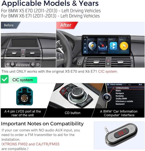 XTRONS 14.9 Inch Android 13 Car Stereo for BMW X5 E70 X6 E71 (2011-2013) CIC System, 2K IPS Touch Screen 4+64GB Global 4G Car Radio GPS Navigation Support Wireless Car Play Android Auto in Saudi Arabia