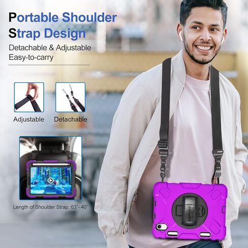 SUPFIVES Case for iPad Mini 7 2024 with Screen Protector: Military Grade Shockproof Silicone iPad Mini 7th/6th Generation 8.3 Inch Case- Black in Saudi Arabia