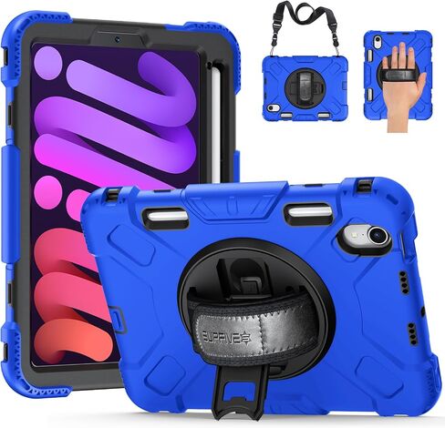 SUPFIVES Case for iPad Mini 7 2024 with Screen Protector: Military Grade Shockproof Silicone iPad Mini 7th/6th Generation 8.3 Inch Case- Black in Saudi Arabia
