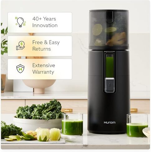 Hurom H400 Renewed Easy Clean Slow Juicer, Matte Black | Hands-Free | Hopper Fits Whole Produce | Quiet Motor | Scrub Free Cleaning | BPA Free | Easy Assembly | Cold Press Masticating Juicer in Saudi Arabia