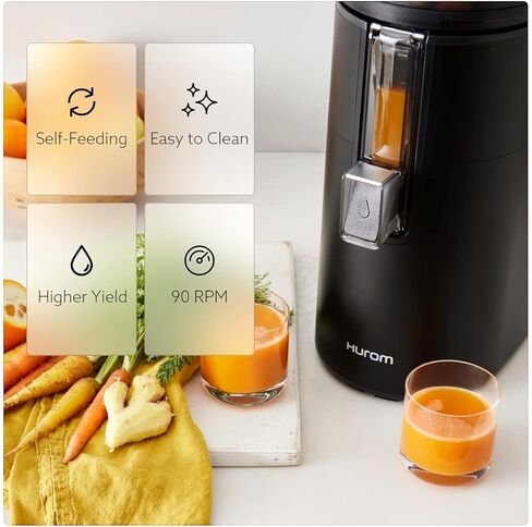 Hurom H400 Renewed Easy Clean Slow Juicer, Matte Black | Hands-Free | Hopper Fits Whole Produce | Quiet Motor | Scrub Free Cleaning | BPA Free | Easy Assembly | Cold Press Masticating Juicer in Saudi Arabia