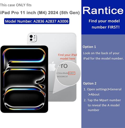 علبة Rantice لـ Apple iPad Pro 13 Inch 2024 (M4) ، مع حامل قلم رصاص و Kickstand ، وغطاء مصدٍ ضئيل بريقًا ، ولطفًا لطيفًا للنساء والبنات ، و ClearGlitter in Saudi Arabia