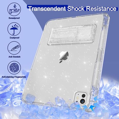 علبة Rantice لـ Apple iPad Pro 13 Inch 2024 (M4) ، مع حامل قلم رصاص و Kickstand ، وغطاء مصدٍ ضئيل بريقًا ، ولطفًا لطيفًا للنساء والبنات ، و ClearGlitter in Saudi Arabia