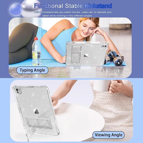 علبة Rantice لـ Apple iPad Pro 13 Inch 2024 (M4) ، مع حامل قلم رصاص و Kickstand ، وغطاء مصدٍ ضئيل بريقًا ، ولطفًا لطيفًا للنساء والبنات ، و ClearGlitter in Saudi Arabia