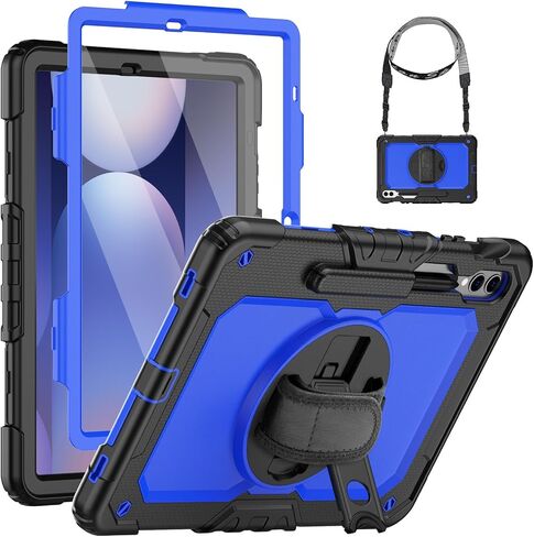 HXCASEAC Case for Galaxy Tab S10+ Plus Case / S9 Fe+ Plus Case 12.4 inch, Heavy Duty Proof with S Pen Holder/Hand Strap/Built-in Screen Protector for Samsung S10+ Plus Tablet Case - Black in Saudi Arabia