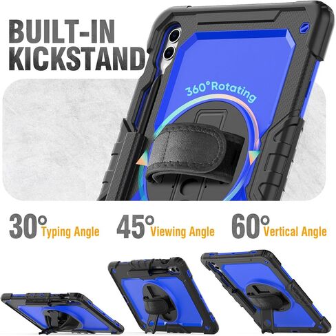 HXCASEAC Case for Galaxy Tab S10+ Plus Case / S9 Fe+ Plus Case 12.4 inch, Heavy Duty Proof with S Pen Holder/Hand Strap/Built-in Screen Protector for Samsung S10+ Plus Tablet Case - Black in Saudi Arabia