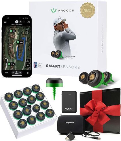 Arccos Gen 4 Golf Smart Sensors Bundle - مجموعة من 16 مستشعرًا ذكيًا ، A.I. مسافات التي تعمل بالطاقة والنادي الذكية ، اكتسبت السكتات الدماغية رؤى مع شاحن PlayBetter 5000mAh المحمول in Kuwait