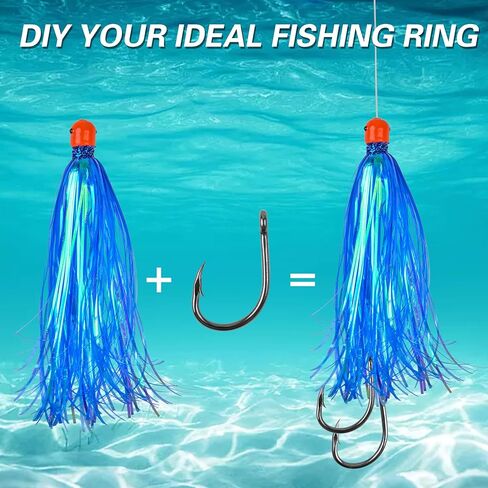 OROOTL Mylar Flash Teaser Tail Bucktail Teasers Weighted Jig Head Fishing Lures Mylar Fishing Skirt Hair Bait Jigs 3/8oz Bullet Sinkers Head with Bucktail Teaser 10pcs/Pack in Kuwait