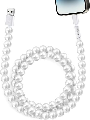 Aolcev for iPhone Charging Cable 66W Beaded Phone Charger Cable [MFi Certified] 6.6FT/2M Long Fast Charger Cord Cute USB A Charging Cord for iPhone 14 13 12 11 Pro Max 8 7 6 Plus iPad Pro/Air/Mini in Saudi Arabia