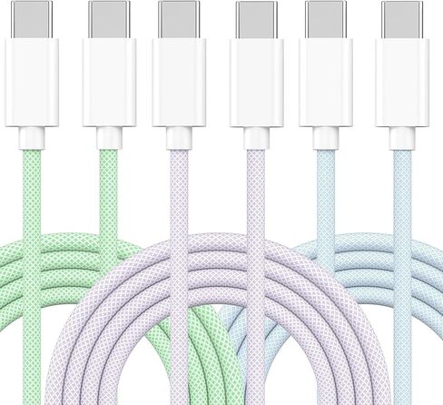 [MFI Certified] iPhone 16 USB C كبل الشحن السريع ، 2Pack 6ft 60W USB C إلى USB C شحن سريع كبل الكبلات نايلون سلك متوافق مع iPhone 16/16PRO ، 15 PRO MAX/15 PLUS ، لأجهزة iPad Galaxy Pixel in Saudi Arabia