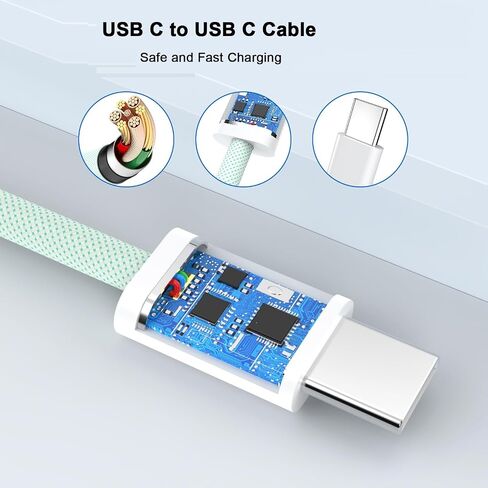 [MFI Certified] iPhone 16 USB C كبل الشحن السريع ، 2Pack 6ft 60W USB C إلى USB C شحن سريع كبل الكبلات نايلون سلك متوافق مع iPhone 16/16PRO ، 15 PRO MAX/15 PLUS ، لأجهزة iPad Galaxy Pixel in Saudi Arabia