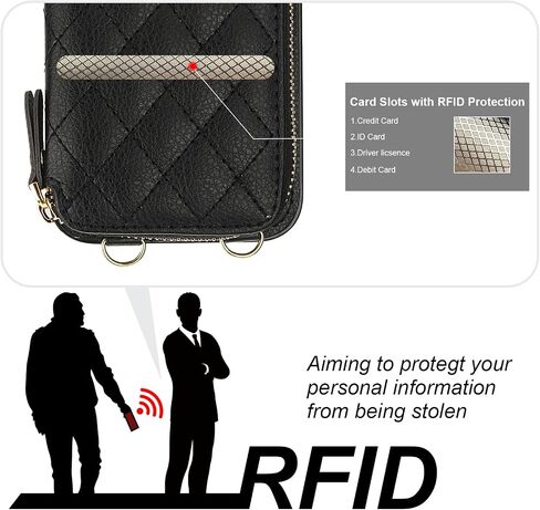 Bocasal Crossbody Wallet Case for iPhone 16e, RFID Blocking PU Leather Zipper Handbag Purse Flip Cover, Kickstand Folio Case with Card Slots Holder Wrist Strap Lanyard 6.1 Inch 5G (Black) in Kuwait