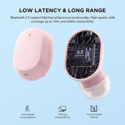 HTC True Wireless Earbuds 6 Bluetooth 5.3 in Ear Stereo Headphones Touch Control with Built-in Microphone, Wireless Noise Cancelling Earbuds 22H Playtime with Charging Case for Android and iOS- Black in Saudi Arabia