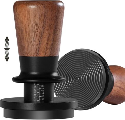 PUSEE 53.3mm Espresso Tamper, Calibrated Tamper with 30lbs Double Spring Loaded Tamper Walnut Wood Coffee Tamper for Barista Home,Stainless Steel Base Tamper Espresso Tool Fits 54mm Portafilters in Saudi Arabia