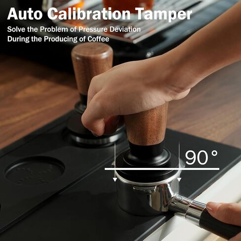 PUSEE 53.3mm Espresso Tamper, Calibrated Tamper with 30lbs Double Spring Loaded Tamper Walnut Wood Coffee Tamper for Barista Home,Stainless Steel Base Tamper Espresso Tool Fits 54mm Portafilters in Saudi Arabia