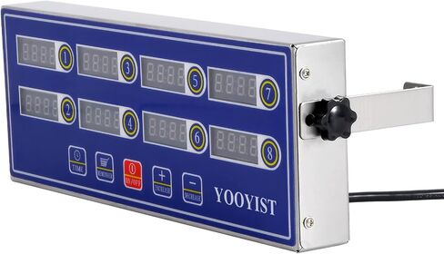 Professional Commercial 8 Channel Multiple Kitchen Timers Digital Calculagraph Programmable Loud for Restaurant Food Fryer Baking Cooking Stainless Steel Heavy Duty in Saudi Arabia