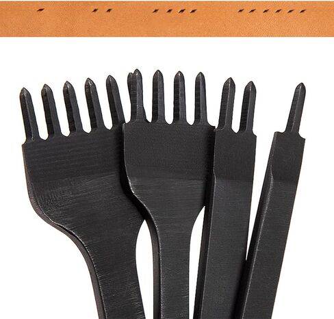 WUTA 2nd Generation Leather Hole Punch Tool Silver Pricking Iron Hole Punche Prong Tooth Lacing Diamond Stitching Chisel Set for DIY Leather Craft Kits (4mm 1/2/4/6) in Saudi Arabia