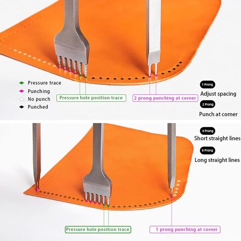 WUTA 2nd Generation Leather Hole Punch Tool Silver Pricking Iron Hole Punche Prong Tooth Lacing Diamond Stitching Chisel Set for DIY Leather Craft Kits (4mm 1/2/4/6) in Saudi Arabia