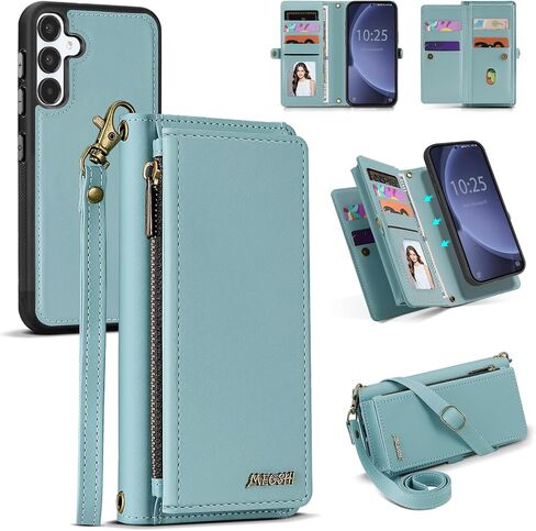 for Wallet Case Compatible with Samsumg Galaxy S25 Ultra Multi-Function Detachable 2 in 1 Magnetic Phone Case Wallet,Flip Strap Zipper Card Holder Phone Case with Shoulder Straps (Purple) in Kuwait