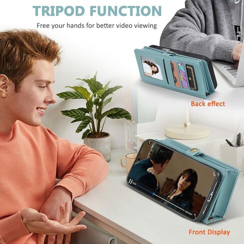 for Wallet Case Compatible with Samsumg Galaxy S25 Ultra Multi-Function Detachable 2 in 1 Magnetic Phone Case Wallet,Flip Strap Zipper Card Holder Phone Case with Shoulder Straps (Purple) in Kuwait