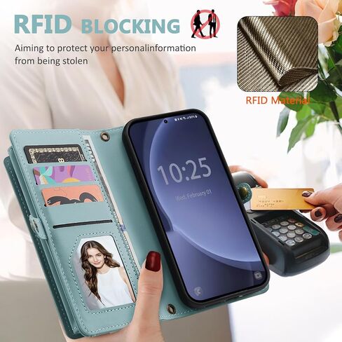 for Wallet Case Compatible with Samsumg Galaxy S25 Ultra Multi-Function Detachable 2 in 1 Magnetic Phone Case Wallet,Flip Strap Zipper Card Holder Phone Case with Shoulder Straps (Purple) in Kuwait