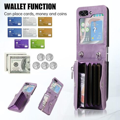ASUWISH PHONE CASE لـ SAMSUNG GALAXY Z Flip 6 5G 2024 غطاء محفظة مع الكتف Crossbody Strap Lanyard Slot Slot Slut in Saudi Arabia