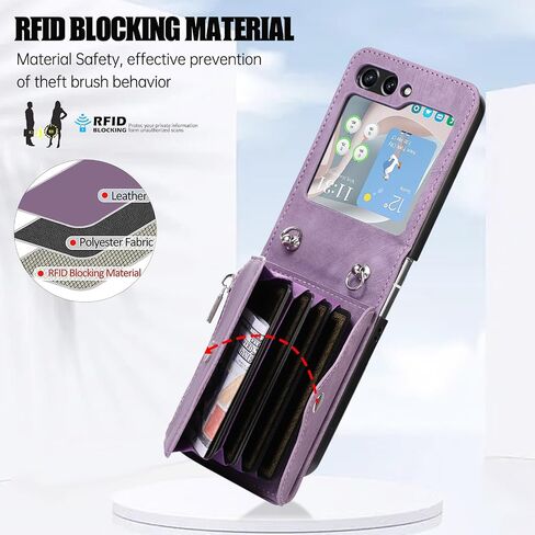 ASUWISH PHONE CASE لـ SAMSUNG GALAXY Z Flip 6 5G 2024 غطاء محفظة مع الكتف Crossbody Strap Lanyard Slot Slot Slut in Saudi Arabia